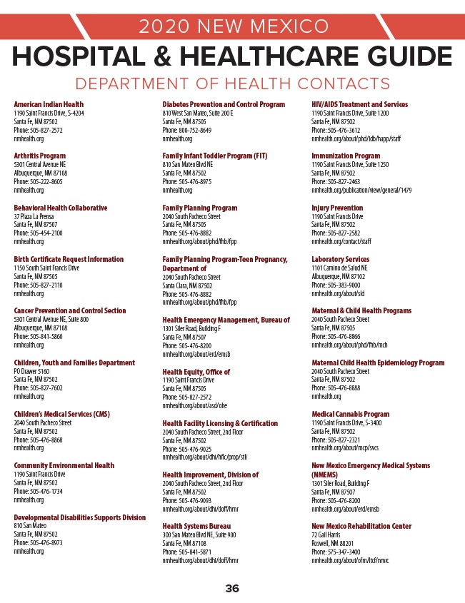 2020 New Mexico Hospital & Healthcare Guide Page 38